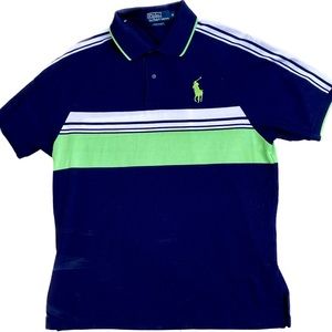 Ralph Lauren Polo Shirt Mens, M. navy green and white seahawks lime Sport Golf